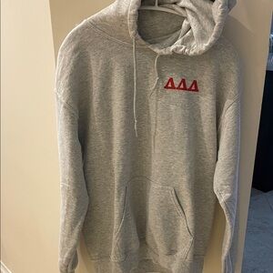Tri Delta Gray Hoodie with Red Accents